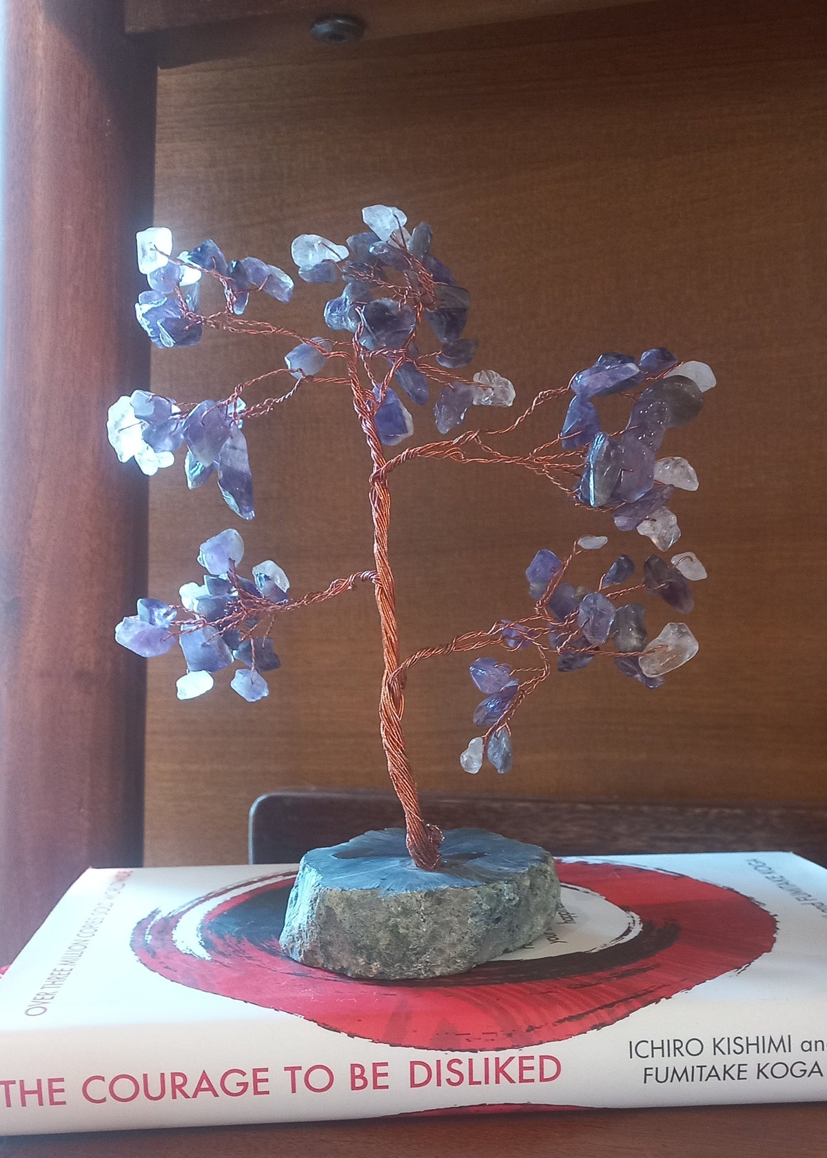 Amethyst Crystal Gemstone Tree on Wooden Base