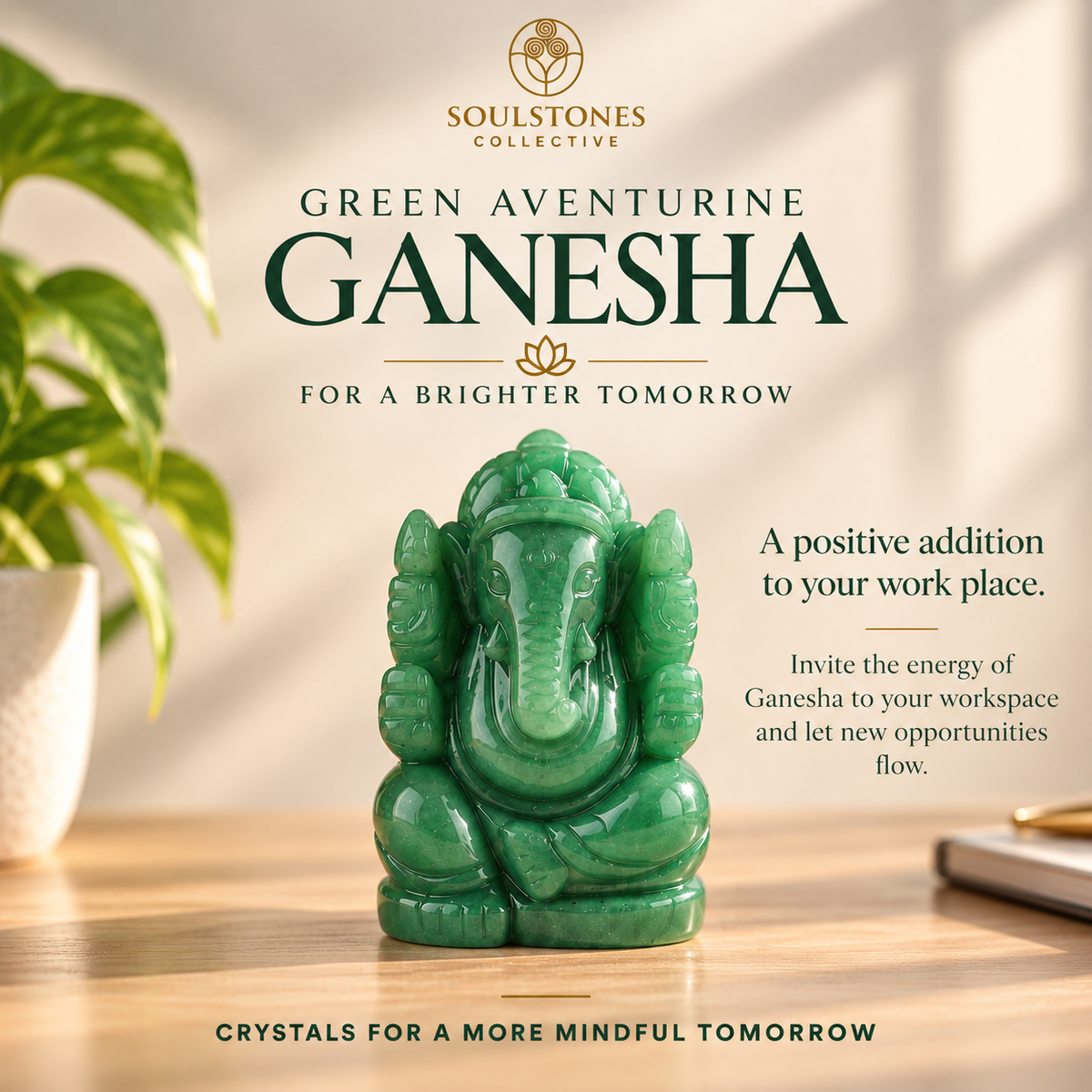 Ganesh In Green Aventurine