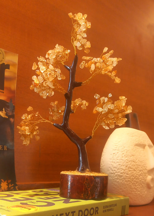 Citrine Crystal Gemstone Tree on Wooden Base