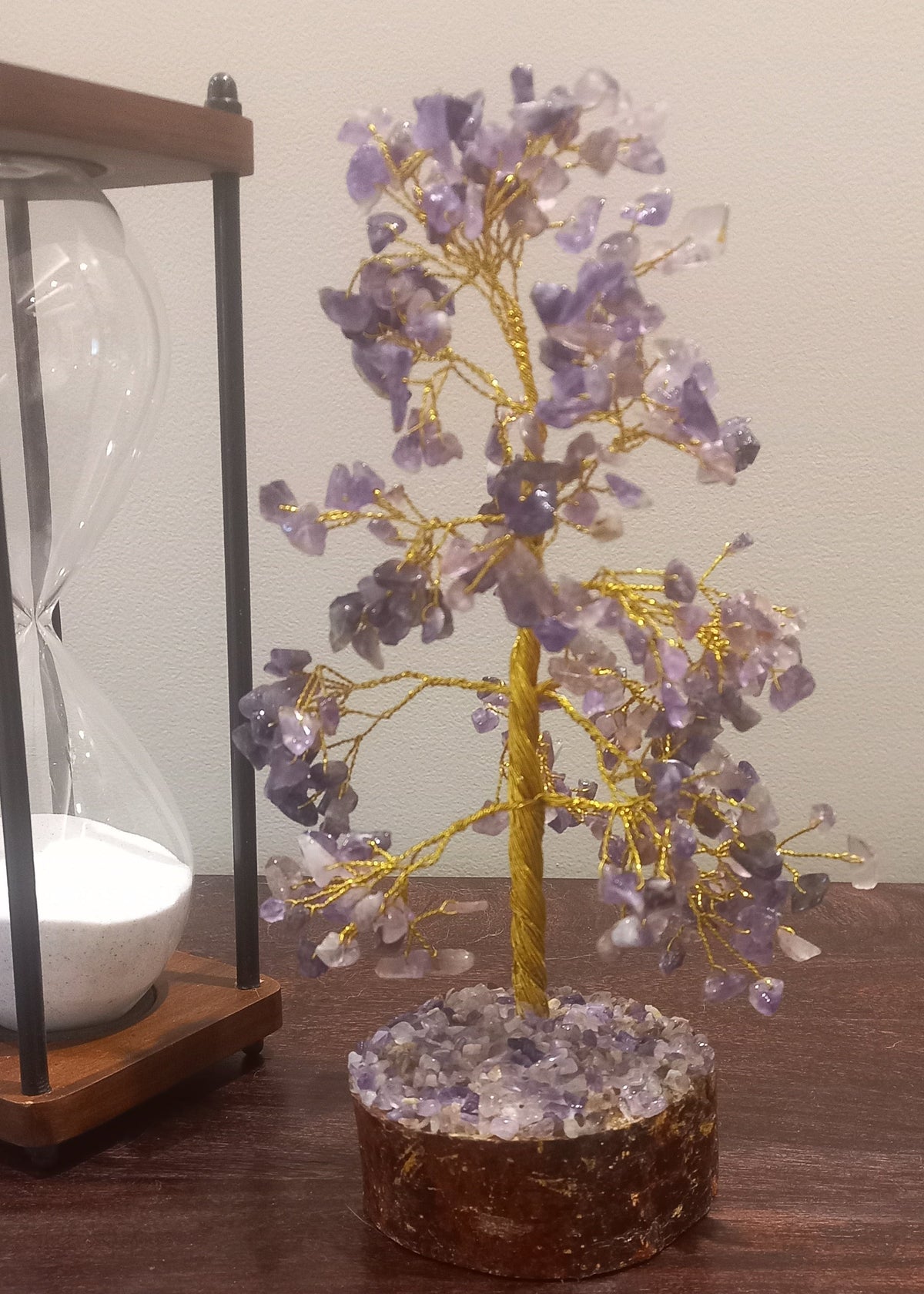 Amethyst Crystal Gemstone Tree on Wooden Base
