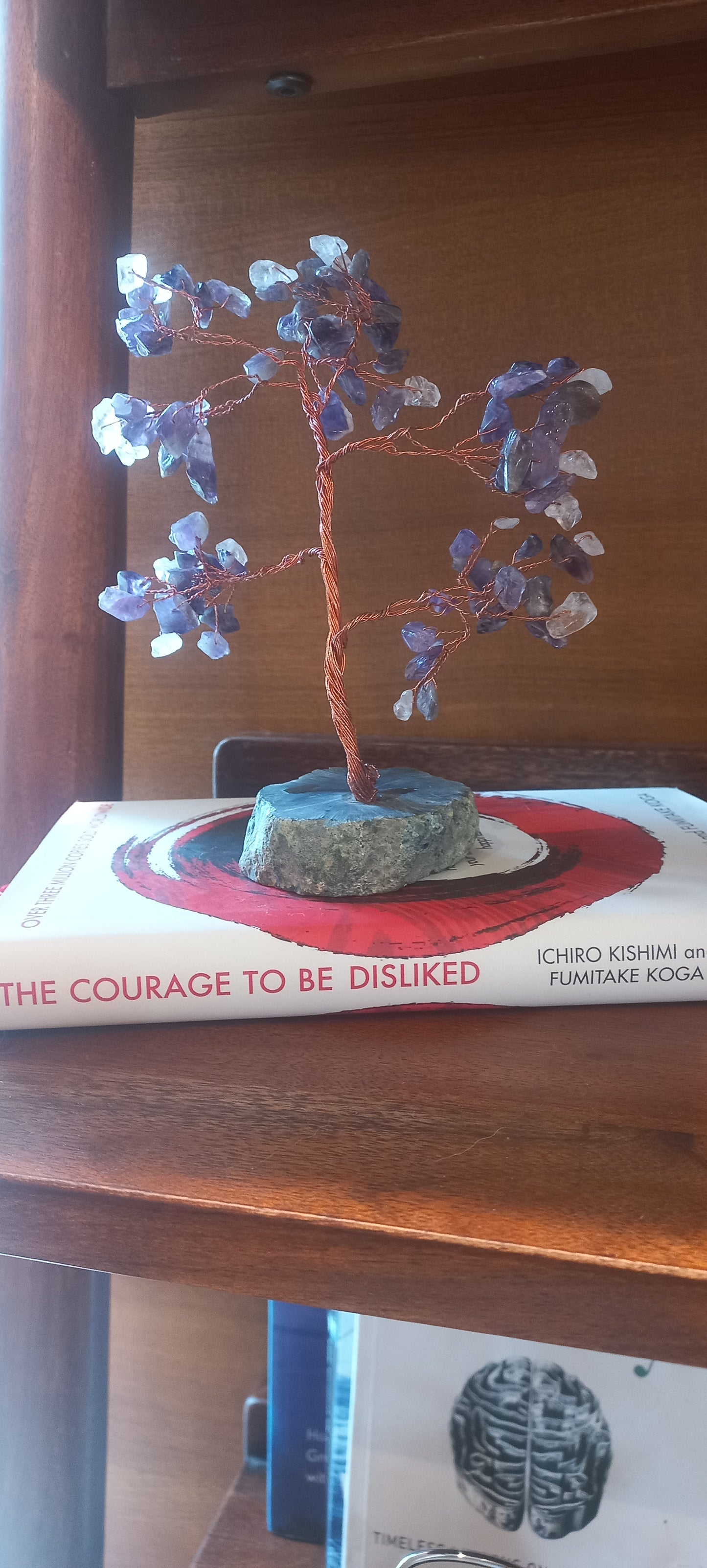 Amethyst Crystal Gemstone Tree on Wooden Base