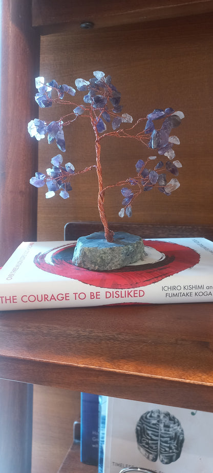 Amethyst Crystal Gemstone Tree on Wooden Base