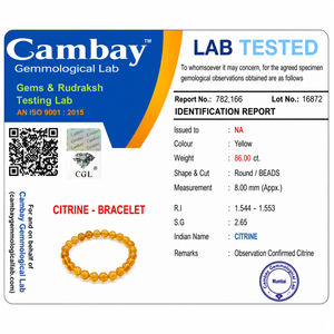 Certificate image for the Citrine Bracelet