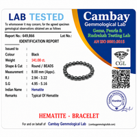 Certificate image for the Hematite Bracelet