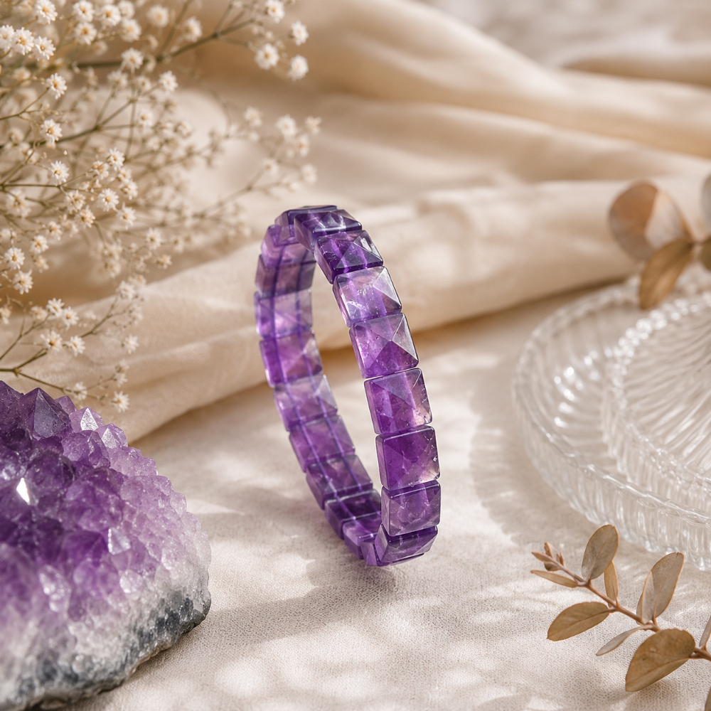 Amethyst Pyramid Bracelet