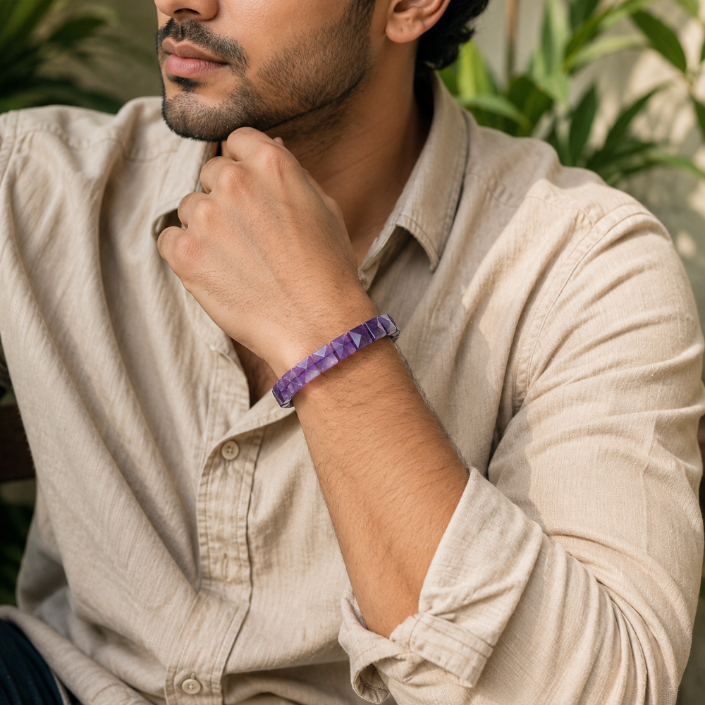 Amethyst Pyramid Bracelet