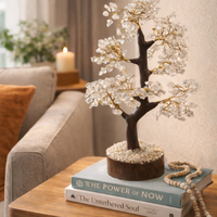 Clear Quartz tree on a corner table
