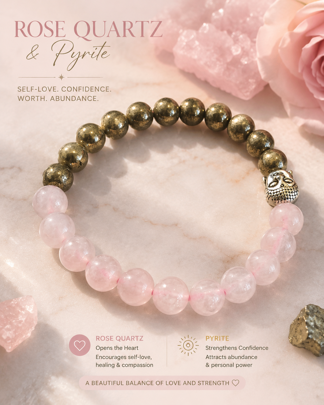 Rosre Quartz & Pyrite-