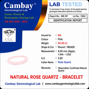 Certificate image for the Rose Quartz Bracelet
