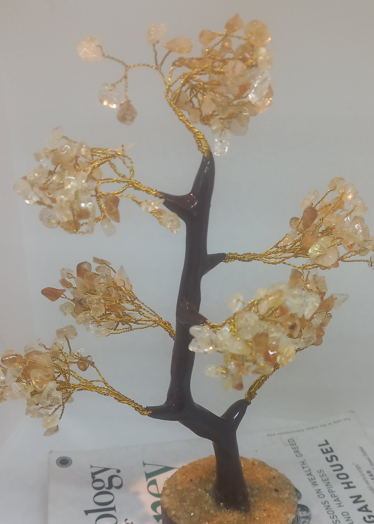 Citrine Crystal Gemstone Tree on Wooden Base