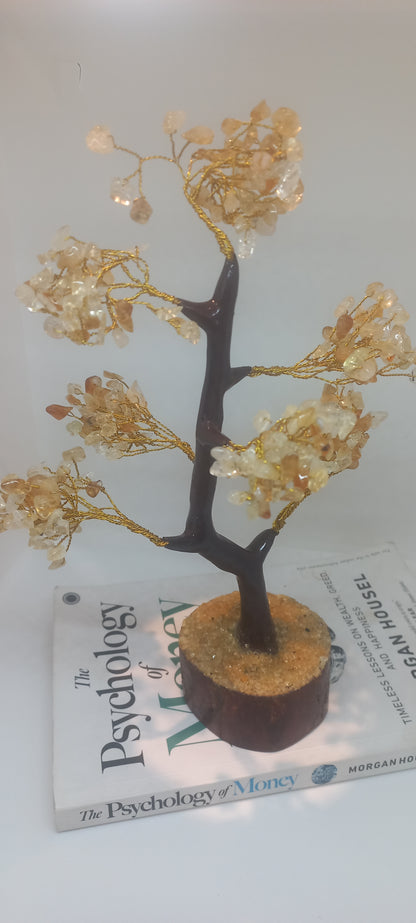 Citrine Crystal Gemstone Tree on Wooden Base