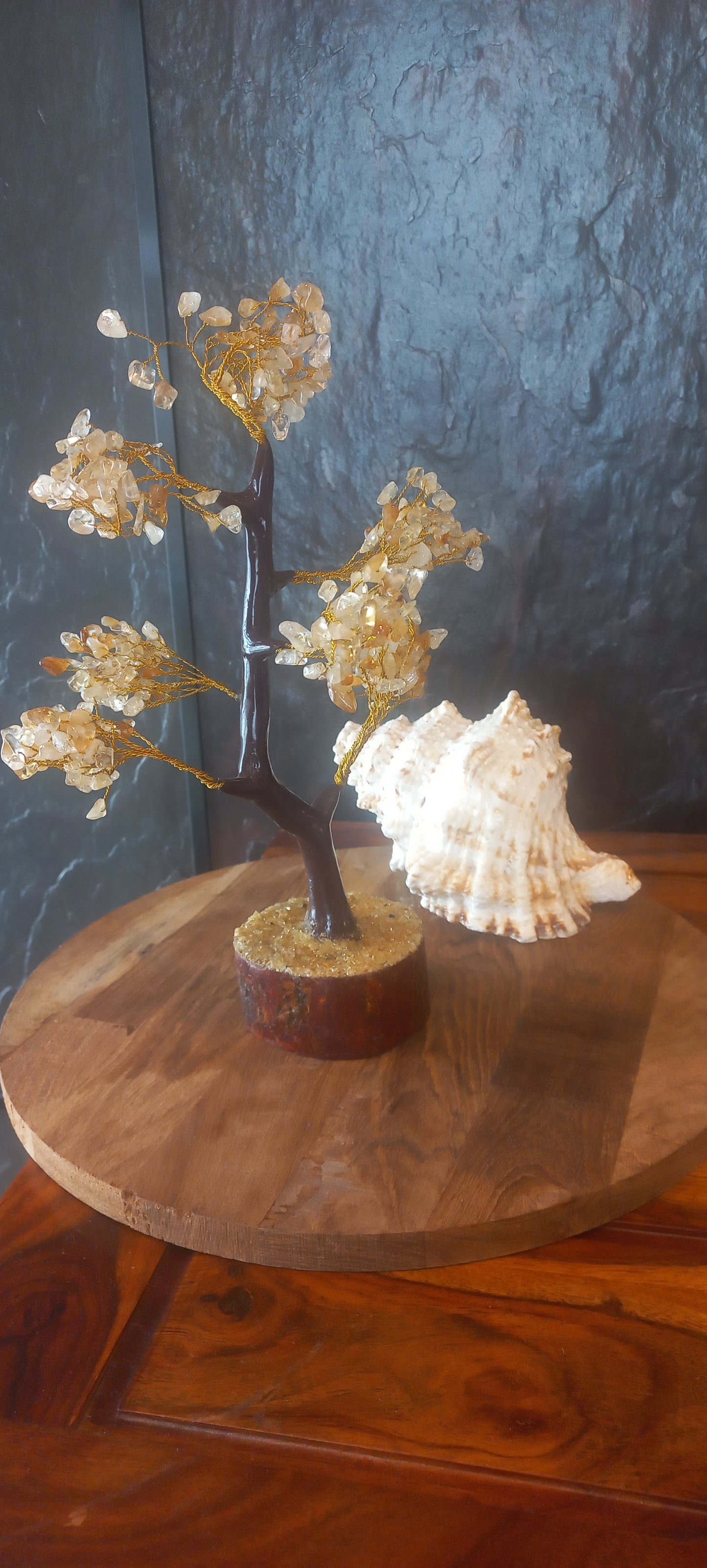 Citrine Crystal Gemstone Tree on Wooden Base