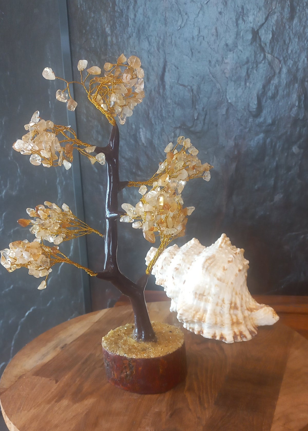 Citrine Crystal Gemstone Tree on Wooden Base