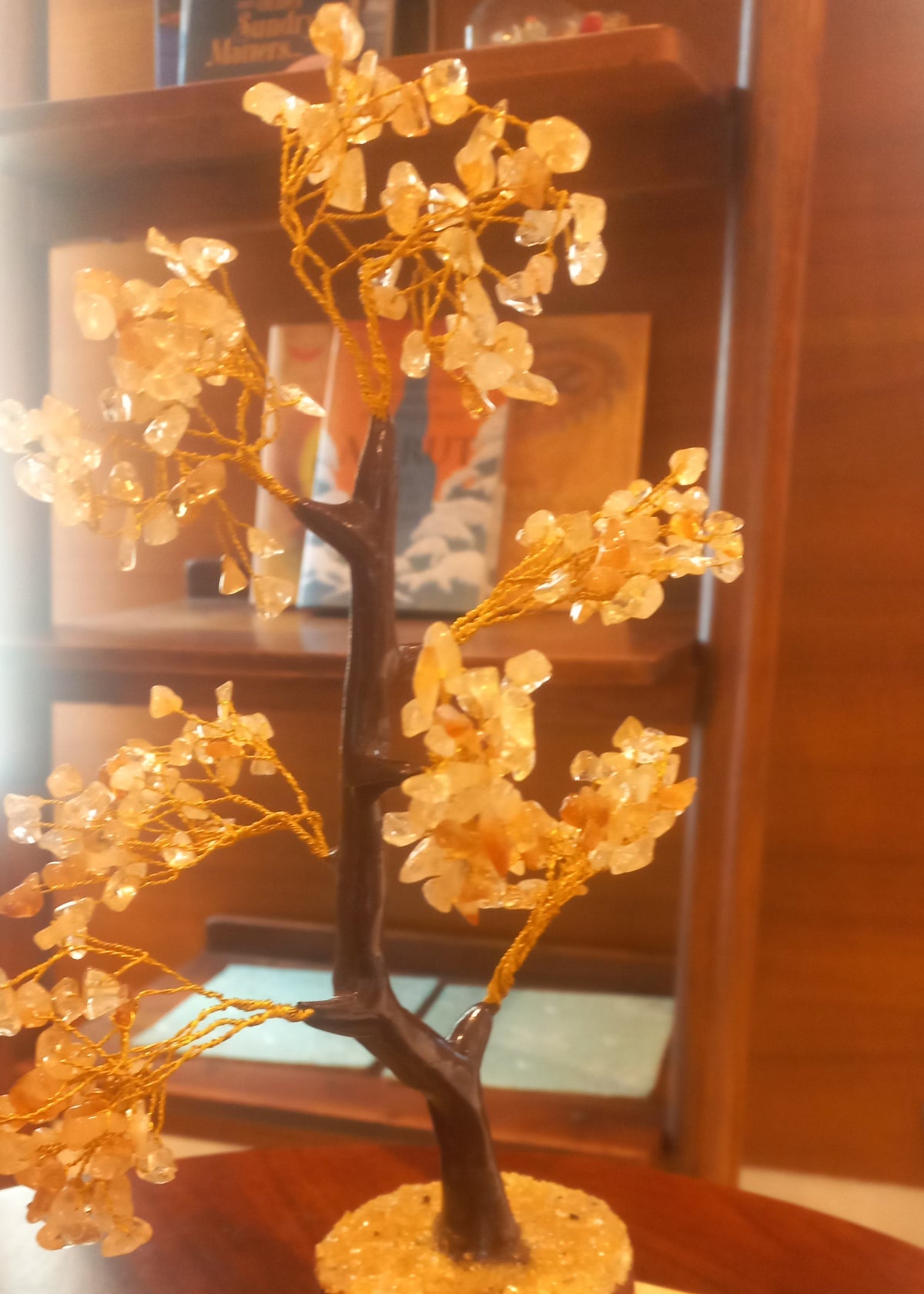 Citrine Crystal Gemstone Tree on Wooden Base
