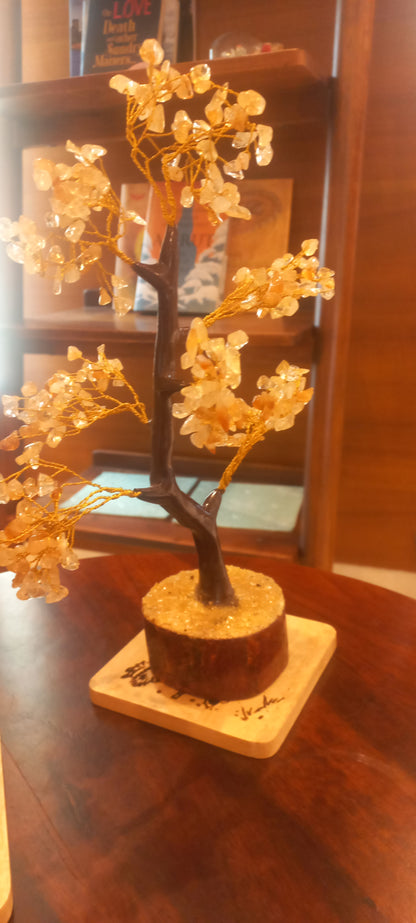 Citrine Crystal Gemstone Tree on Wooden Base