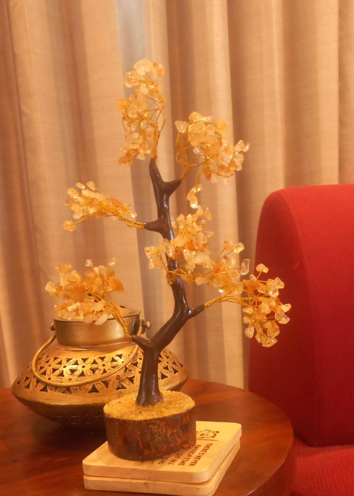 Citrine Crystal Gemstone Tree on Wooden Base