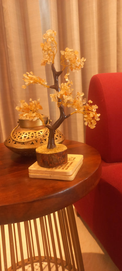 Citrine Crystal Gemstone Tree on Wooden Base