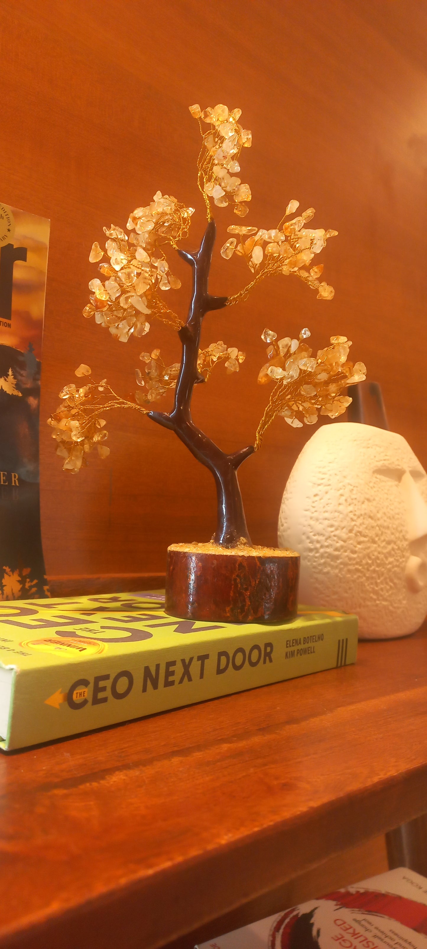 Citrine Crystal Gemstone Tree on Wooden Base