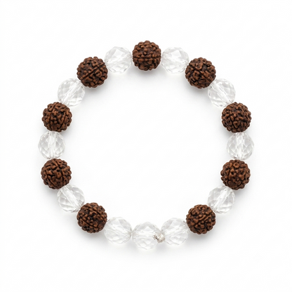Rudraksha & Clear Quartz Bracelet