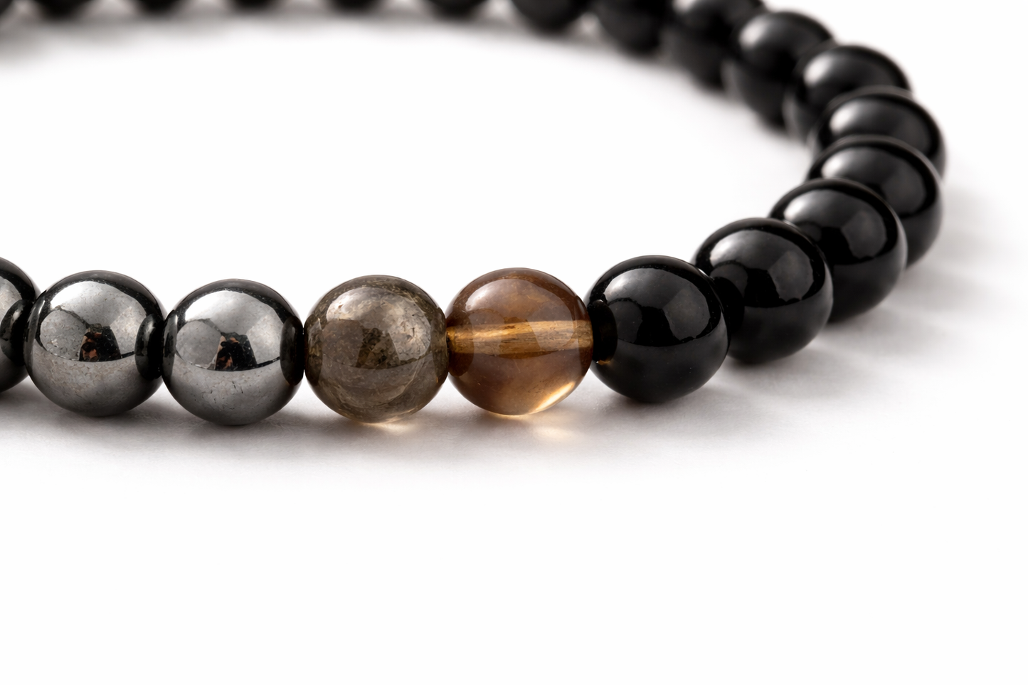 The Energy Shield Bracelet-Black Tourmaline, Hematite, Smoky Quartz