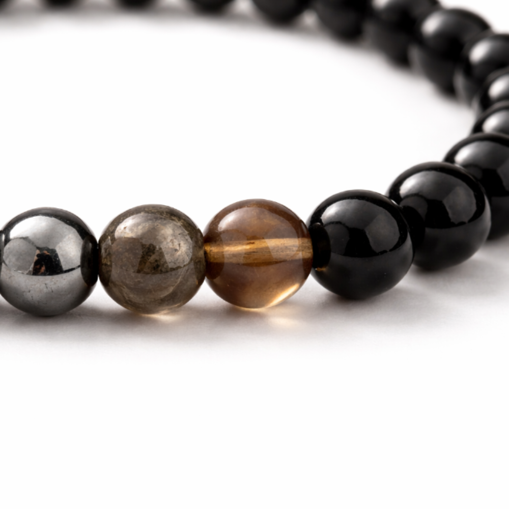 The Energy Shield Bracelet-Black Tourmaline, Hematite, Smoky Quartz