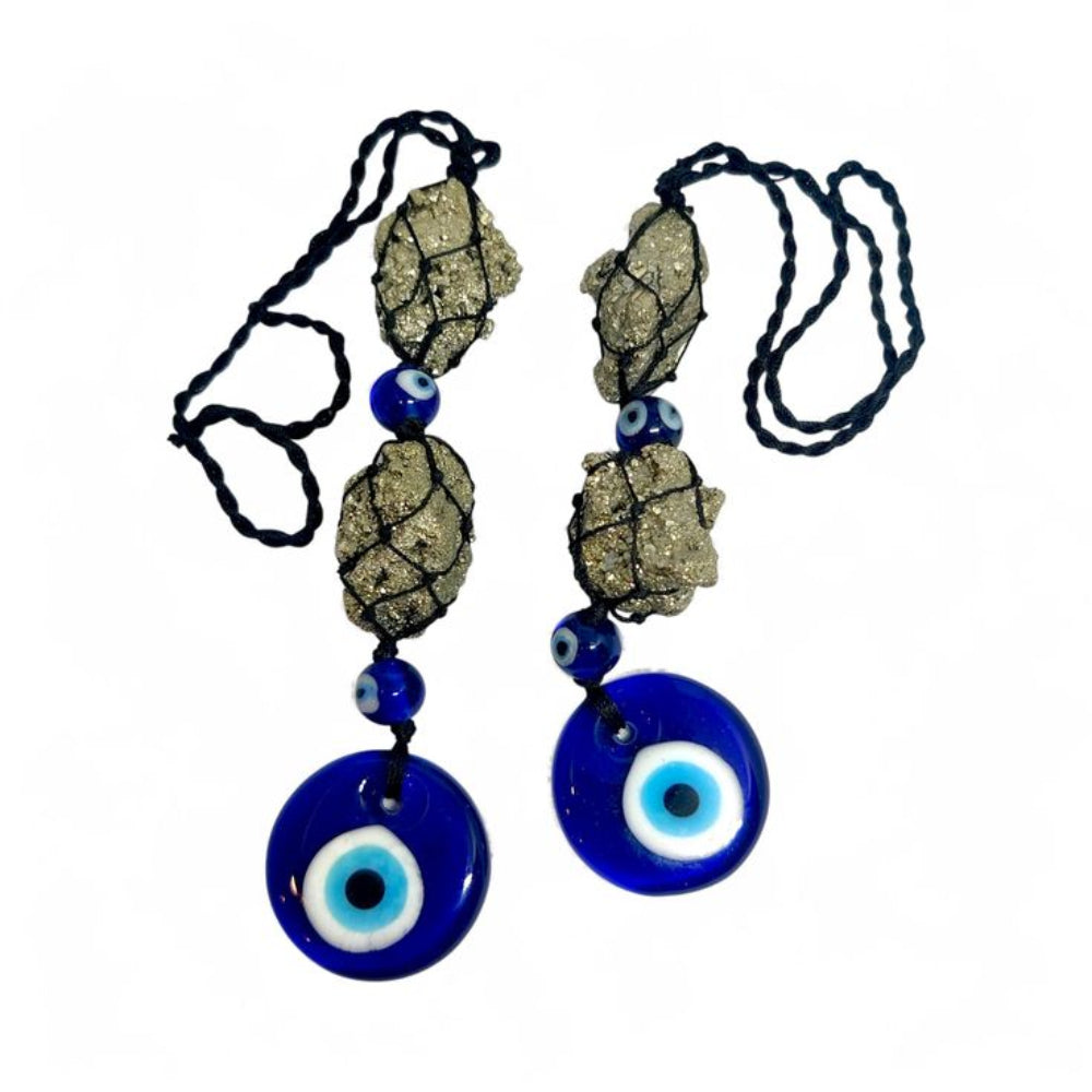 Evil Eye & Pyrite Car Charm-Protection & Prosperity