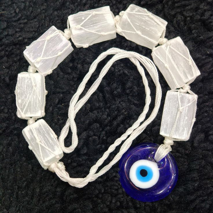 Selenite & Evil Eye Hanger-Spiritual Protection for your home