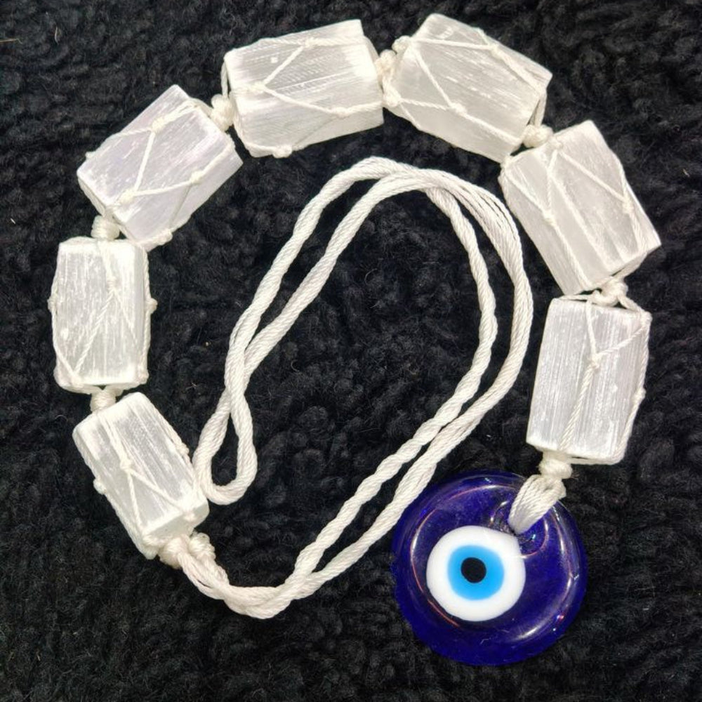 Selenite & Evil Eye Hanger-Spiritual Protection for your home
