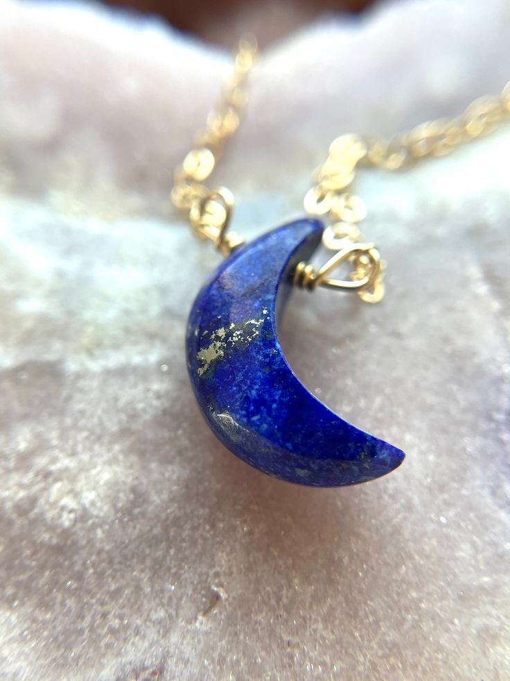 Crescent Lapis Lazuli Pendant: Wisdom in Every Phase