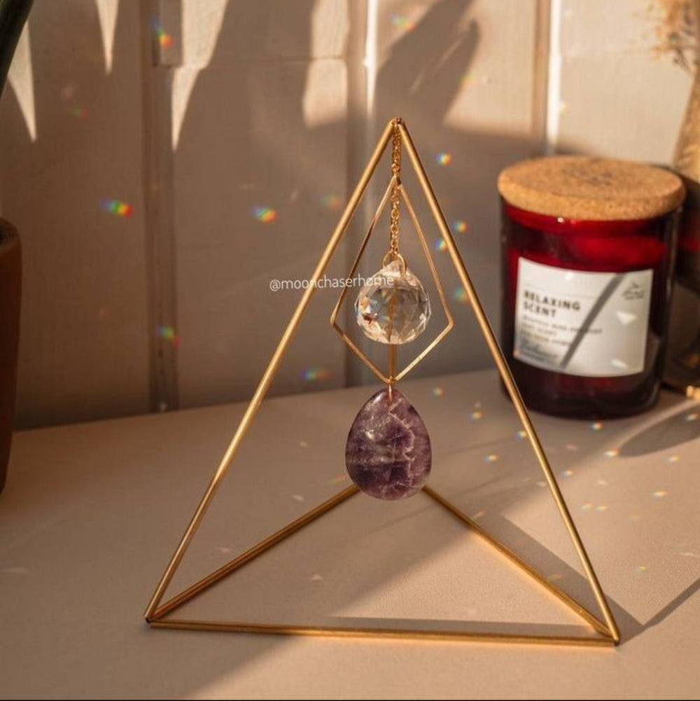 Amethyst & Crystal Hanging Pyramid
