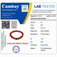 Certificate image for the Carnelian Bracelet
