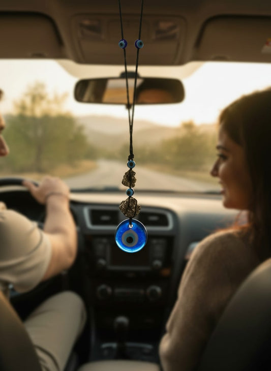 Evil Eye & Pyrite Car Charm-Protection & Prosperity
